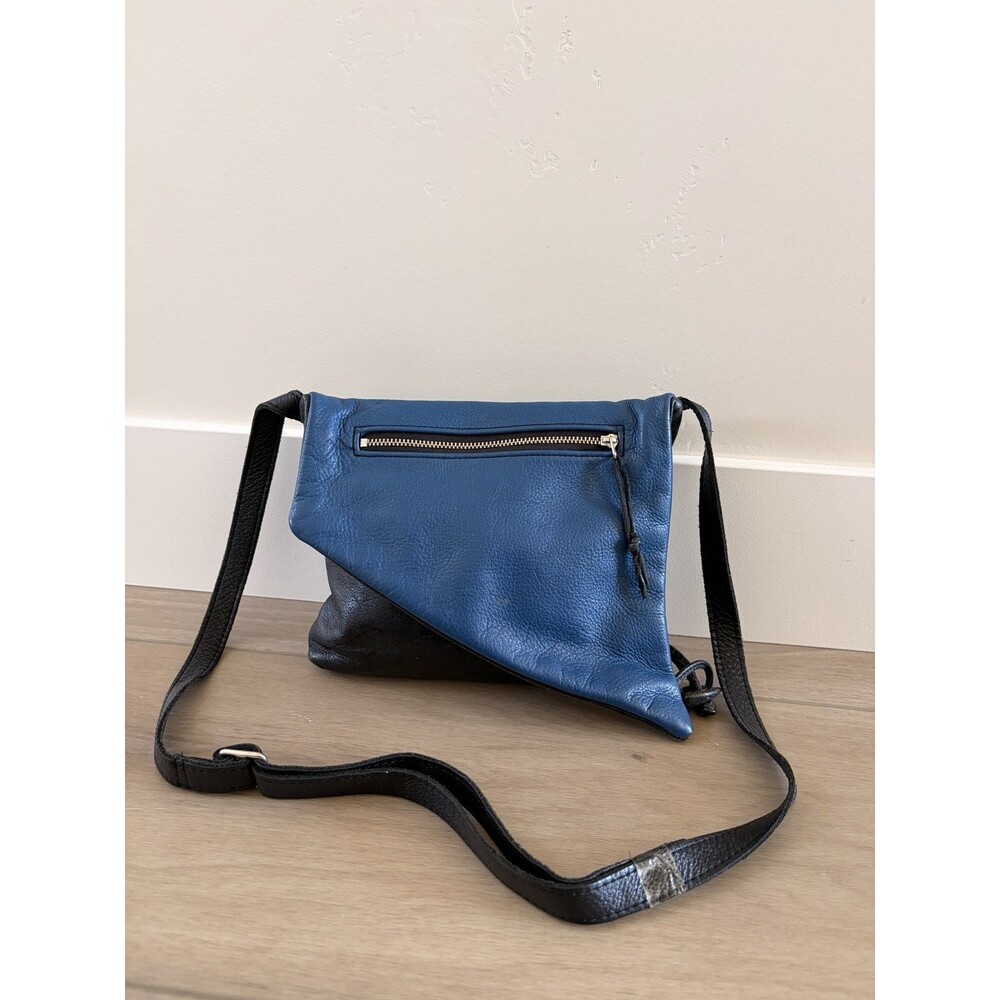 Indian Summer Leather Design Blue & Black Genuine Leather Crossbody Shoulder Bag